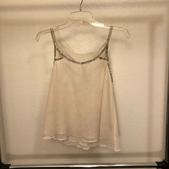 Beige Open-back Sleeveless Tank Top Small - Picture 1 of 2